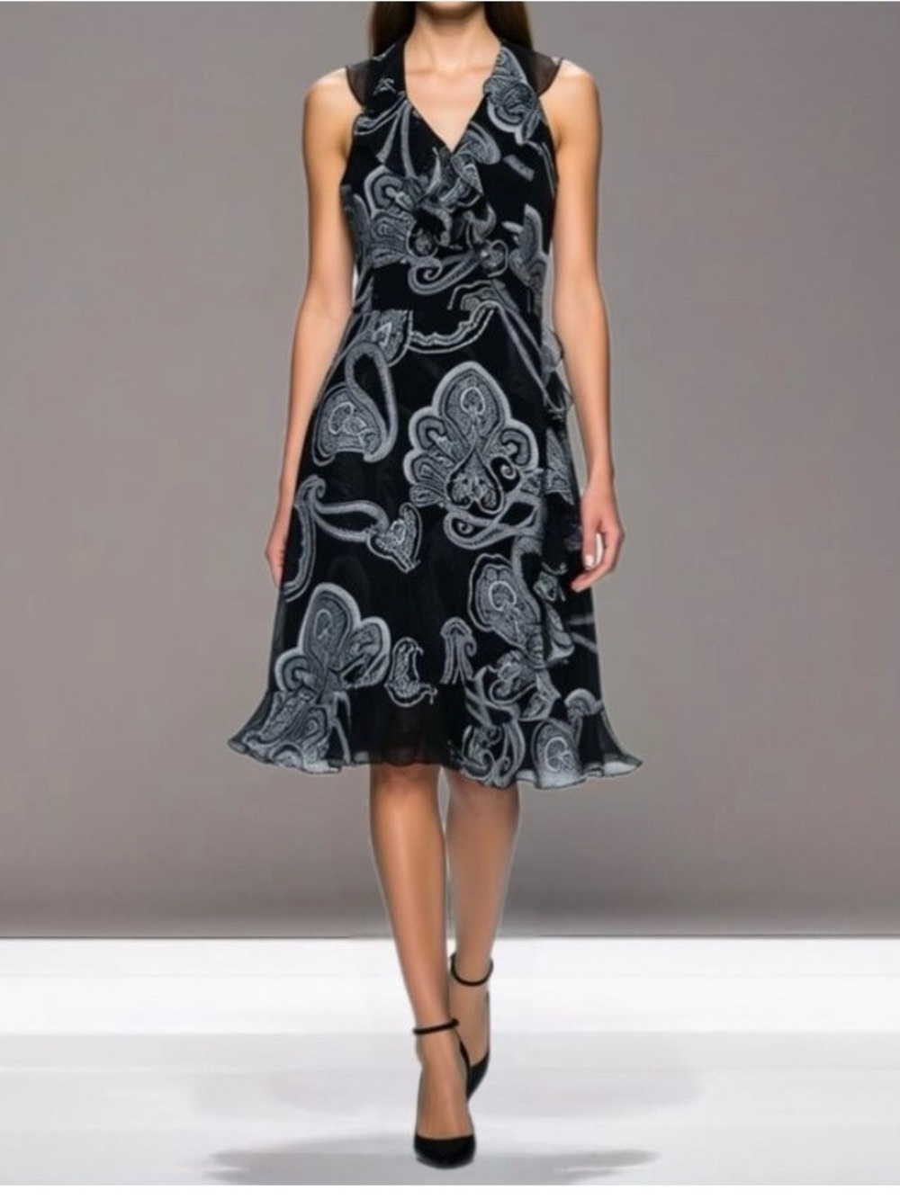 WHBM Halter Paisley Dress Ruffles
